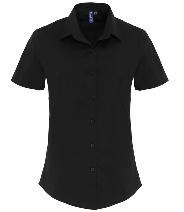 Women&#39;s stretch fit cotton poplin short sleeve blouse