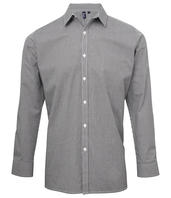 Microcheck (Gingham) long sleeve cotton shirt