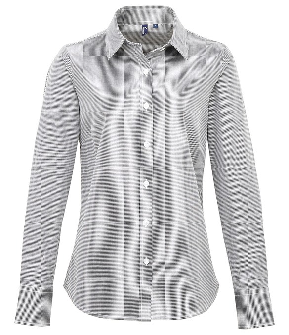 Women&#39;s Microcheck (Gingham) long sleeve cotton shirt