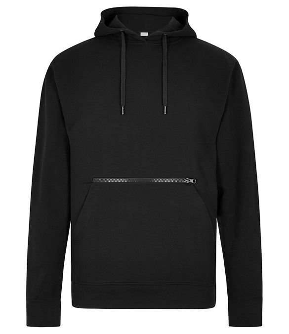Regular fit piqu? hoodie with zipped pocket